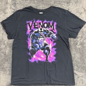 Marvel Venom T Shirt Men Large Black Graphic Mad Engine 100% Cotton Short Sleeve